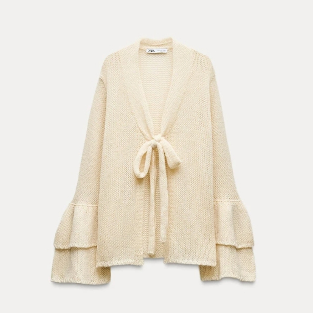 Zara  ruffled sleeve cardigan Size L